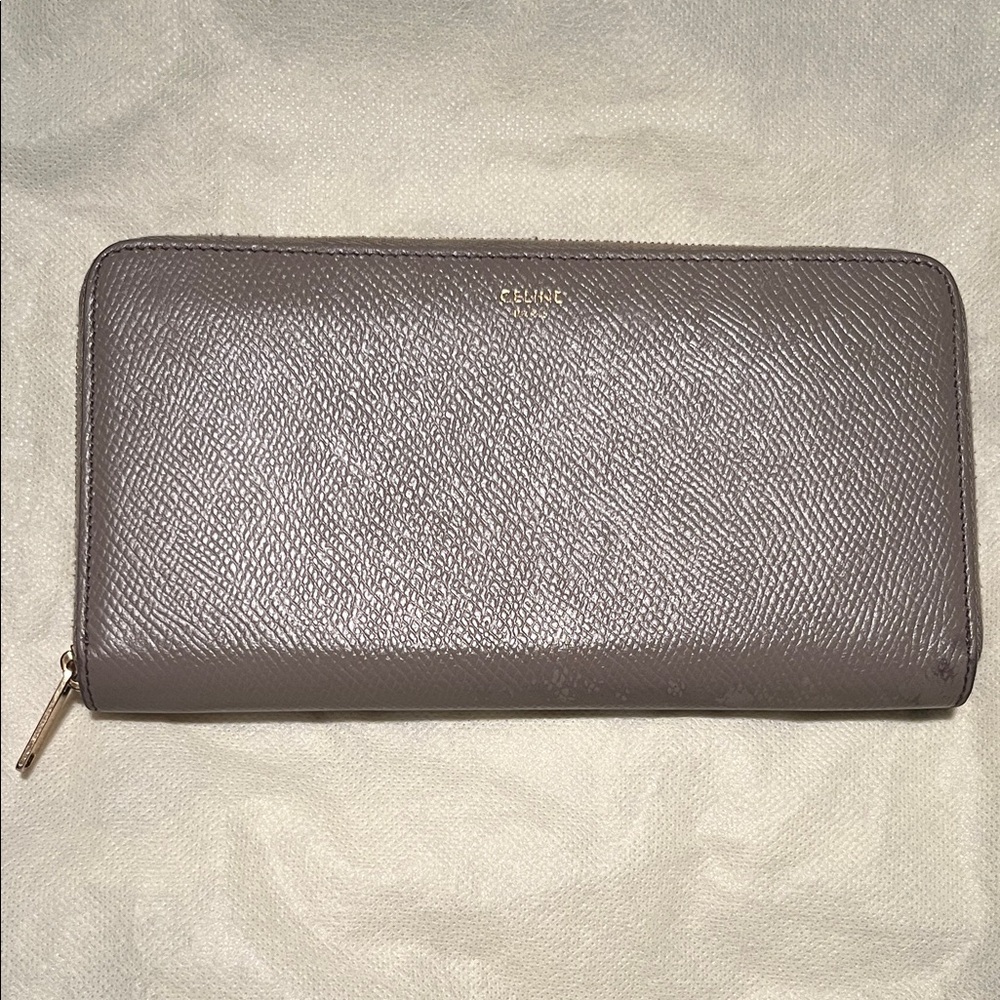 Celine Zip-Around Leather Wallet in Mauve